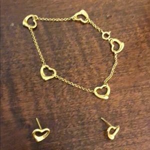 Tiffany gold heart Bracelet and matching airings